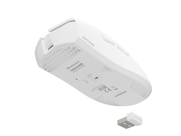 GENESIS Zircon 880 White mus Spil Højre hånd RF Wireless + Bluetooth + USB Type-C Optisk 12000 dpi