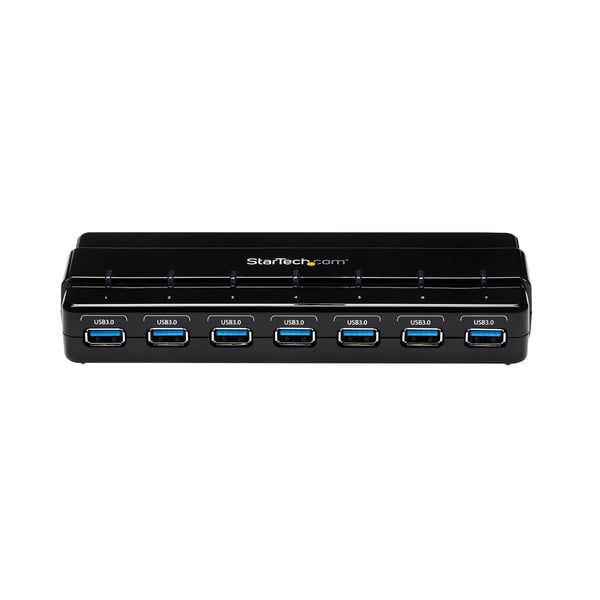 StarTech.com 7 Port USB 3.0 SuperSpeed Hub - USB 3 Hub med nätadapter/strömanslutning och kabel