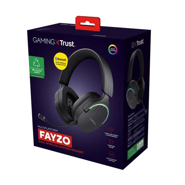 Trust GXT 491 Fayzo Kuulokkeet Langallinen & langaton Pääpanta Pelaaminen USB Type-C Bluetooth Musta