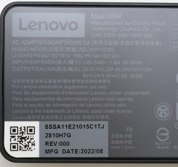 Lenovo 5A11E21011 virta-adapteri ja vaihtosuuntaaja Sisätila 45 W Musta