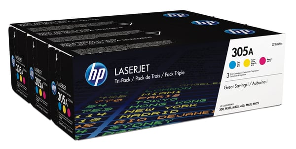 HP 305A - 3-pack - Gul, cyan, magenta - original - LaserJet - Tonerpatron (CF370AM)