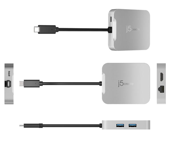 j5create JCD391-N 4K60 Elite USB-C® PD-adapter med flera portar