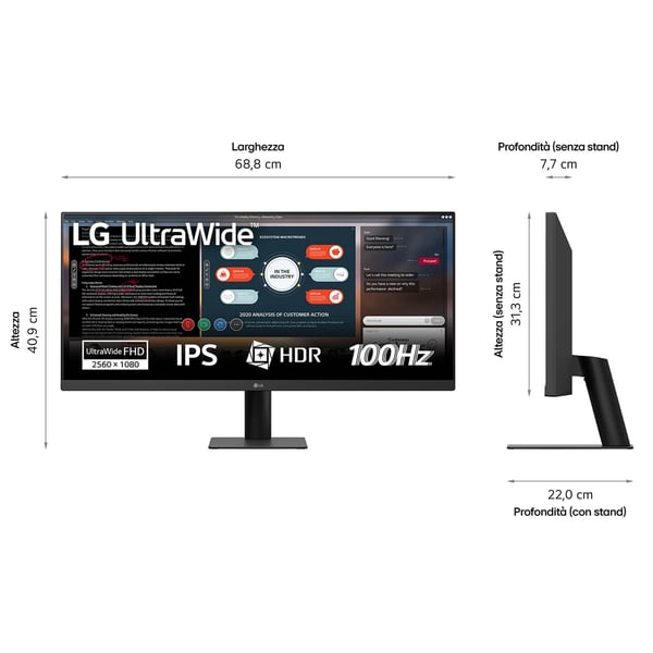 LG 29U511A-B tietokoneen litteä näyttö 73,7 cm (29") 2560 x 1080 pikseliä WFHD LCD Musta