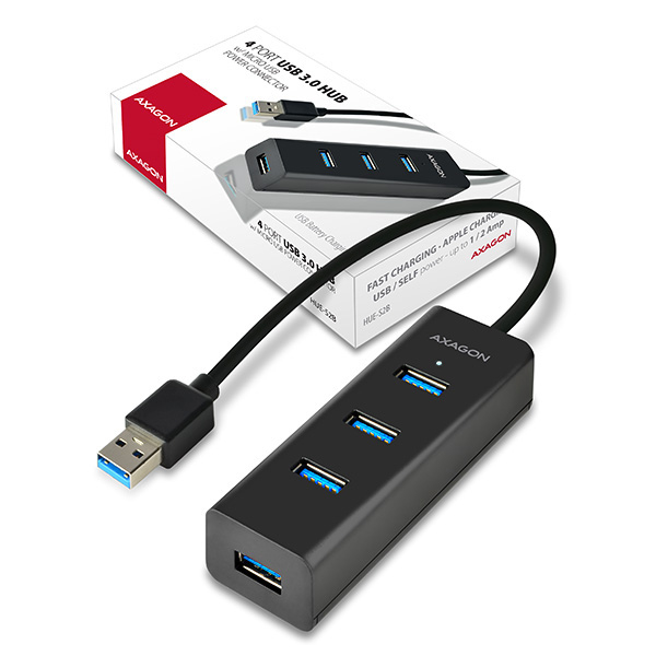 Axagon HUE-S2B gränssnittshubbar USB 3.2 Gen 1 (3.1 Gen 1) Type-A 5000 Mbit/s Svart