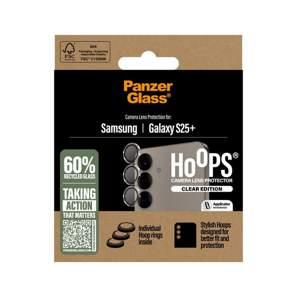 PanzerGlass ® Hoops® Camera Lens Protector Transparent Samsung Galaxy S25+ Genomskinligt skärmskydd 1 styck