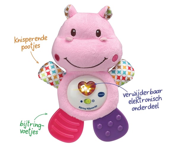 VTech Bijtring Nijlpaardje roze