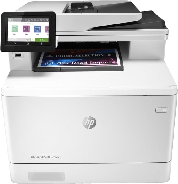 HP Color LaserJet Pro MFP M479fdw, Farve, Printer til Udskriv, kopiér, scan, fax, og send e-mail, Scan til e-mail/PDF; Tosidet udskrivning; 50-arks ukrøllet ADF