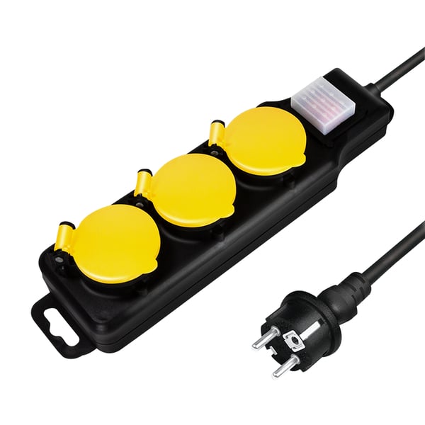 LogiLink LPS253 stikdåse 1,5 m 3 AC stikkontakt(er) Udendørs Sort, Gul