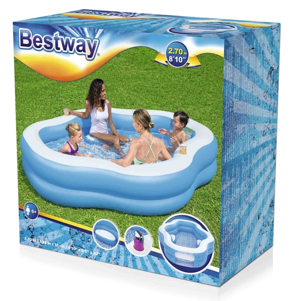Bestway 54409 ovan mark-svimmingpooler Uppblåsbar pool Oval Blå, Vit