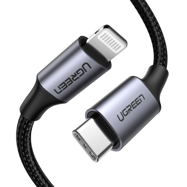 Ugreen 60759 mobiltelefonkablar Svart, Silver 1 m USB C Lightning