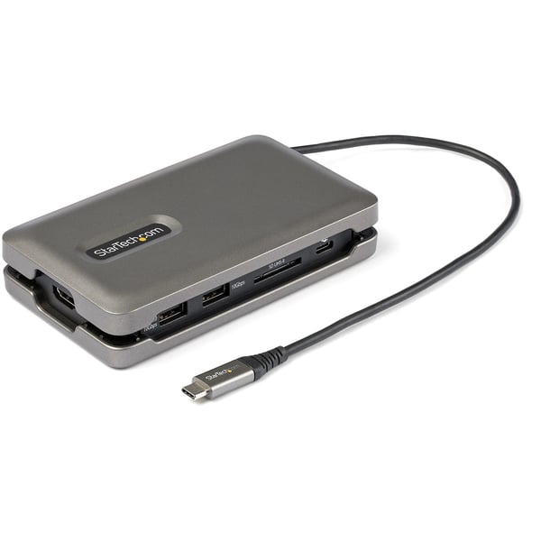 StarTech.com USB C-multiportadapter - USB C till 4K 60 Hz HDMI 2.0 - 2-Port 10 Gbps USB-hubb - 100 W Power Delivery Pass-through - GbE - SD/MicroSD - USB Type-C-mini-dockningsstation - 25 cm kabel