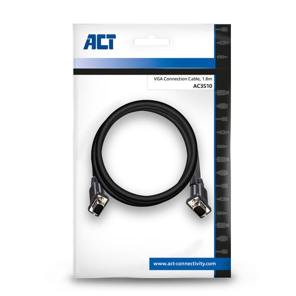 ACT AC3510 VGA kabel 1,8 m VGA (D-Sub) Sort
