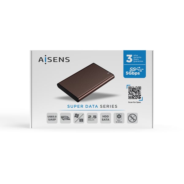 AISENS ASE-2525BWN drevkabinet HDD kabinet Brun 2.5"