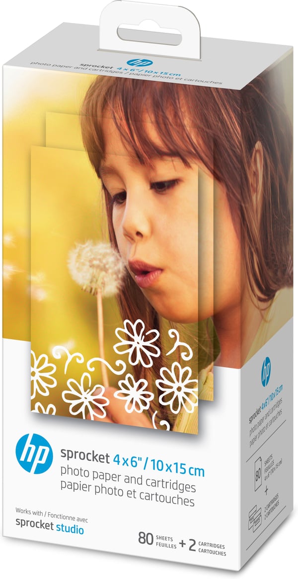 HP Sprocket 4 x 6" (10 x 15 cm) fotopapir og patroner-80 ark