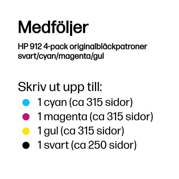 HP 912 4-pack originalbläckpatroner svart/cyan/magenta/gul
