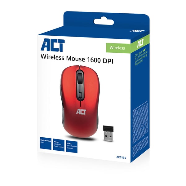 ACT AC5135 datormöss Kontor Högerhand RF Trådlös Optisk 1600 DPI