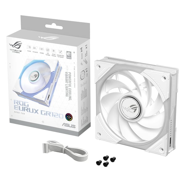 ASUS ROG Eurux GR120 ARGB Reverse Fan White Edition - Single Pack Computerkabinet Ventilator 12 cm Hvid 1 stk
