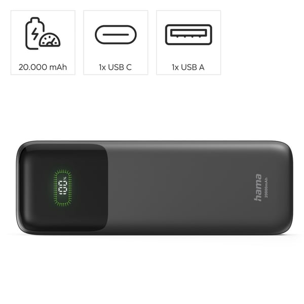 Hama Roll Up 20 Litiumioni (Li-Ion) 20000 mAh Antrasiitti