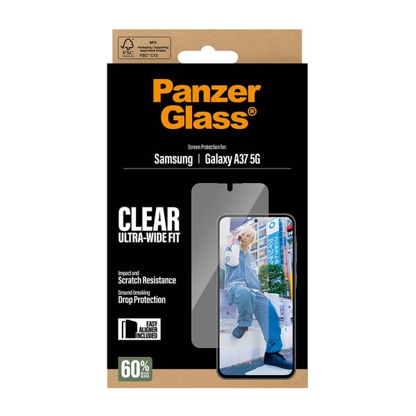 PanzerGlass ® Screen Protector Samsung Galaxy A37 5G | Ultra-Wide Fit w. EasyAligner Genomskinligt skärmskydd 1 styck