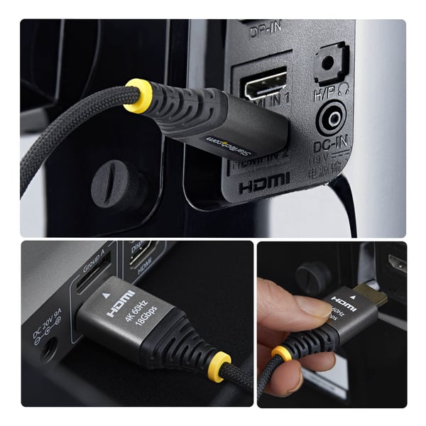 StarTech.com 50 cm högkvalitativ certifierad höghastighets-HDMI-kabel, extremt flexibel HDMI-kabel, 4K 60 Hz/1440p 144 Hz med HDR10/ARC, 18 Gbps, mycket flexibel flätad HDMI-kabel