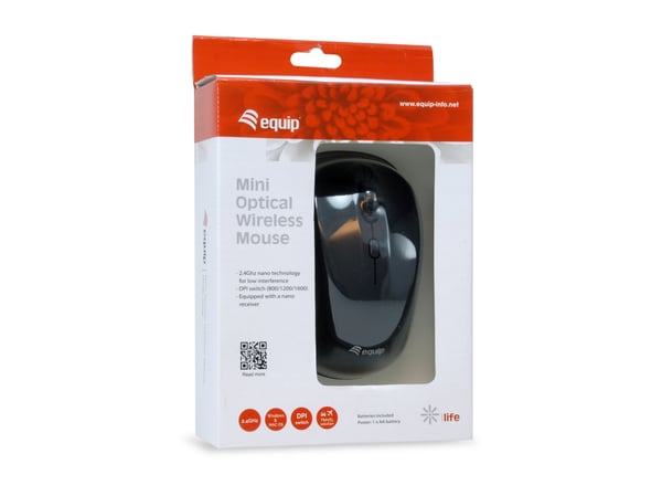 Equip 245108 datormöss Resor Ambidextrous RF Trådlös Optisk 1600 DPI