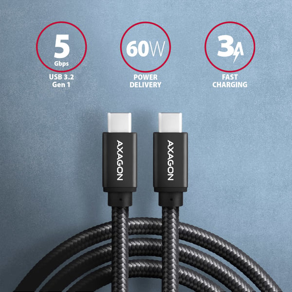Axagon BUCM3-CM30AB USB-kablar USB 3.2 Gen 1 (3.1 Gen 1) 3 m USB C 5 Gbit/s 60 W Svart