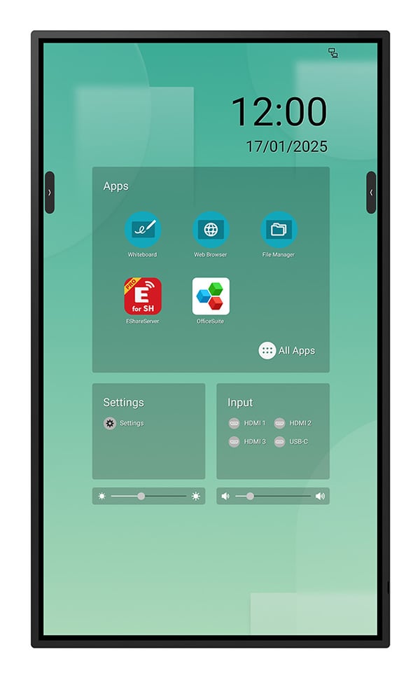 Sharp LM431 Interaktivt fladpanel 109,2 cm (43") LED Wi-Fi 500 cd/m² 4K Ultra HD Sort Berøringsskærm Indbygget processer Android 14 18/7