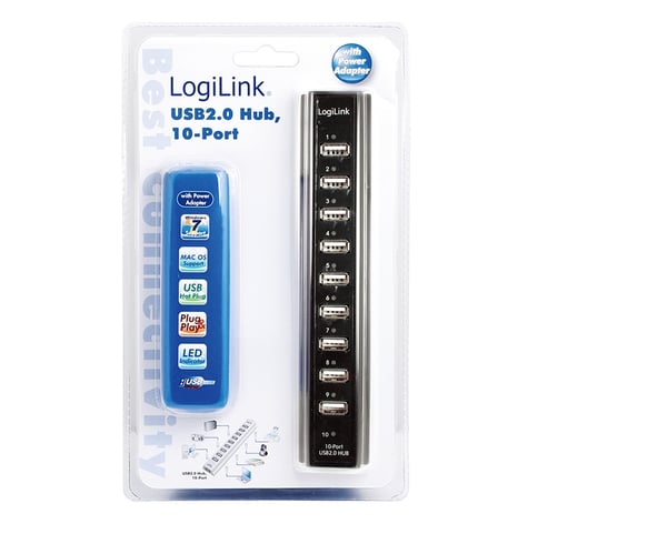LogiLink UA0096 gränssnittshubbar 480 Mbit/s Svart