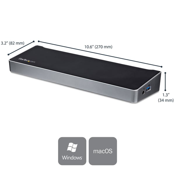 StarTech.com 4K USB-C Dock - Trippel Skärm - Mac & Windows - 60W USB PD (DK30CH2DPPDU)