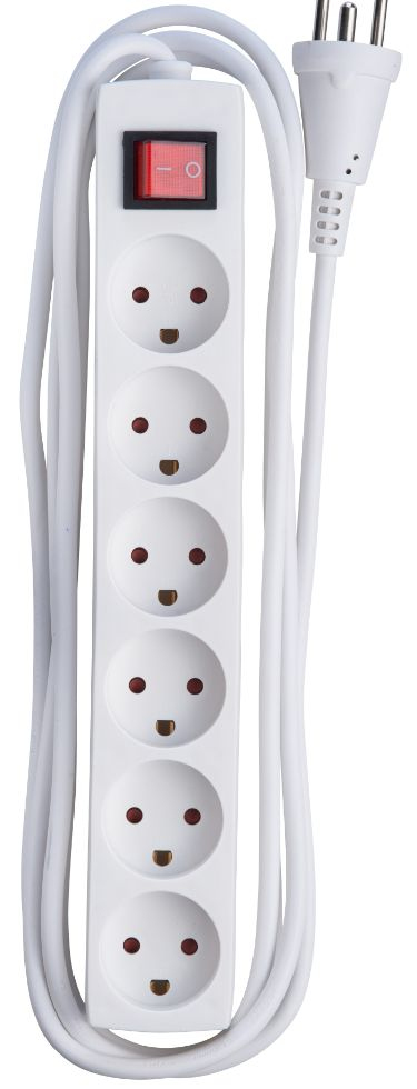 Microconnect MC-GRU0630DK stikdåse 3 m 6 AC stikkontakt(er) Indendørs Hvid