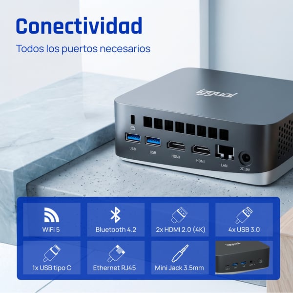 iggual Teseracto Pro Intel® Core™ i5 i5-1235U 16 GB DDR4-SDRAM 512 GB SSD Mini PC Mini-PC Svart