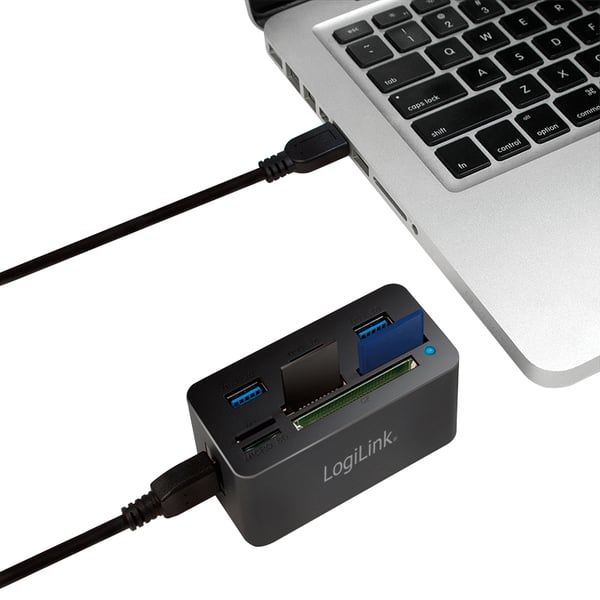 LogiLink CR0042 kannettavien tietokoneiden telakka ja porttitoistin Langallinen USB 3.2 Gen 1 (3.1 Gen 1) Type-A Musta
