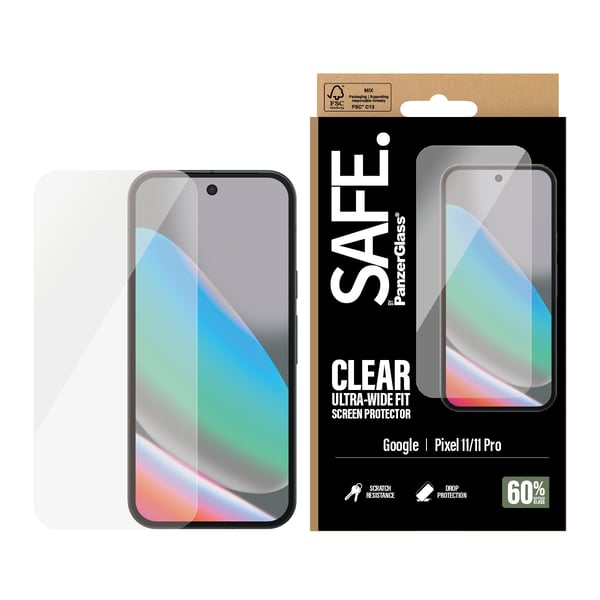 PanzerGlass SAFE. by ® Screen Protector Google Pixel 11 | 11 Pro | Ultra-Wide Fit Genomskinligt skärmskydd 1 styck