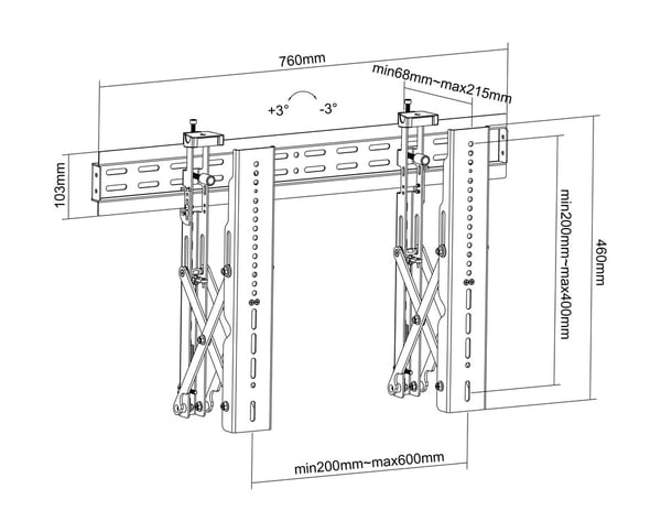 Multibrackets 0513 skærmbeslag til skiltning 177,8 cm (70") Sort