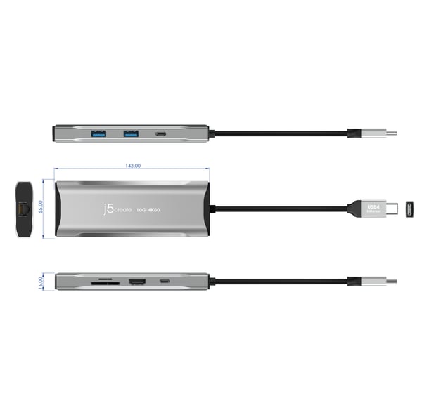 j5create JCD393-N 4K60 Elite USB-C® 10Gbps mini dockningsstation