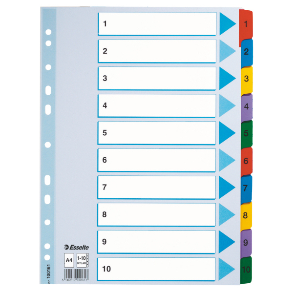 Esselte Register karton Mylar faner A4