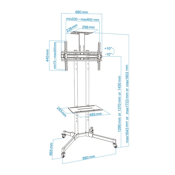 TooQ FS1470M-B fäste för skyltningsskärm 177,8 cm (70") Svart