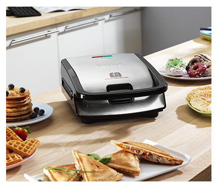 Tefal SW853D smörgåsgrill 700 W Svart, Rostfritt stål