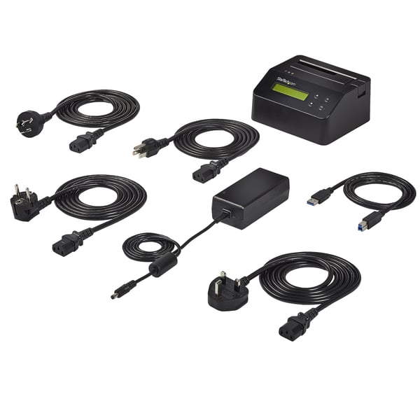 StarTech.com Hårddiskraderare med ett fack, fristående HDD-/SSD-raderare, USB 3.0 till SATA II (3 Gbps), 9 raderingslägen, LCD-bildskärm, säker dockningsstation för hårddiskraderare, DB-9-skrivarport, TAA-kompatibel