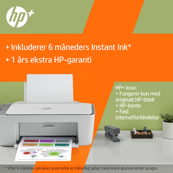 HP DeskJet 2720e Trådløst All-in-One Farve Printer, Instant Ink; Kopimaskine, scanner