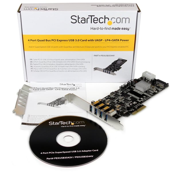 StarTech.com 4-portars USB 3.0 SuperSpeed PCI Express-gränssnittskort med 4 5 Gbps-kanaler och UASP