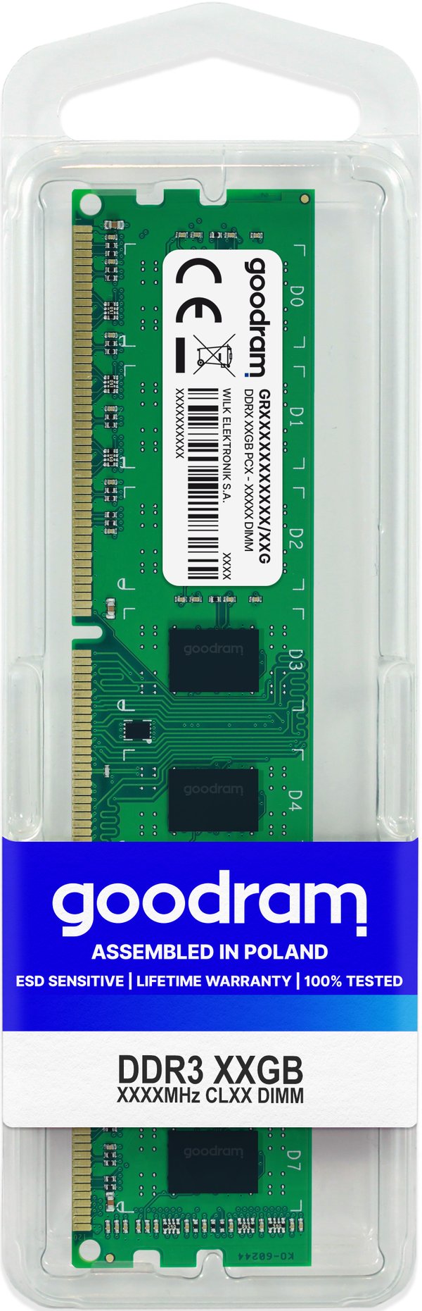 Goodram GR1600D3V64L11/8G muistimoduuli 8 GB 1 x 8 GB DDR3 240-pin DIMM Goodram GR1600D3V64L11/8G muistimoduuli 8 GB 1 x 8 GB DDR3 240-pin DIMM