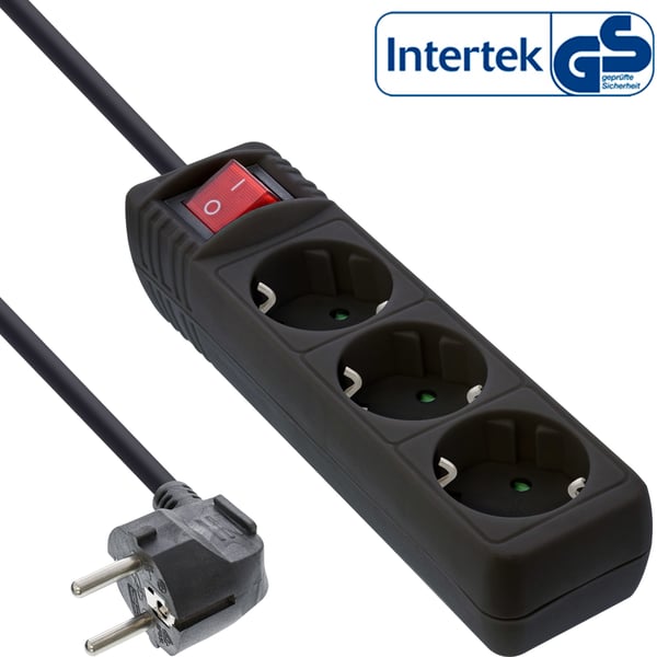 InLine 16433S stikdåse 3 m 3 AC stikkontakt(er) Sort