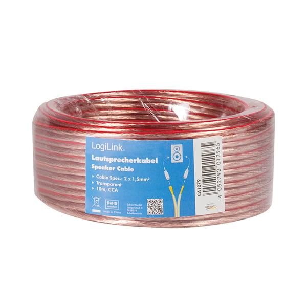 LogiLink CA1079 audiokaapeli 10 m Läpinäkyvä
