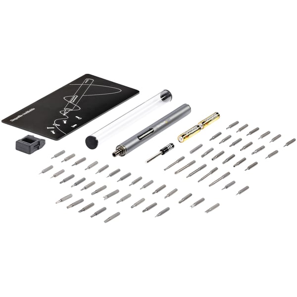 StarTech.com Elektrisk precisionsskruvdragarsats med 55 bits - Bitssats till batteridriven bärbar och sladdlös skruvdragare för reparation av elektroniska komponenter, bärbara datorer, datorer, surfplattor och telefoner - Magnetisk arbetsplatta