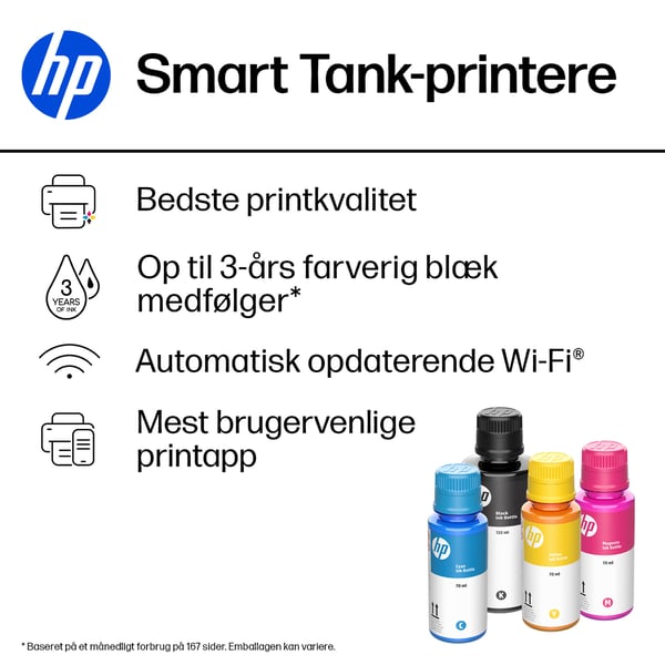HP Smart Tank 5115 Trådløst All-in-One Farve Printer, Up to 2 Years of ink included; Two-sided printing; Copier, Scanner