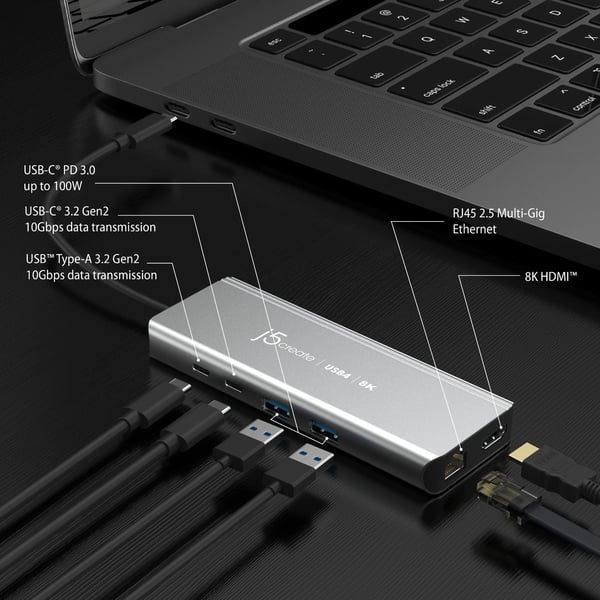 j5create JCD403-N USB4® 8K-hubb med flera portar
