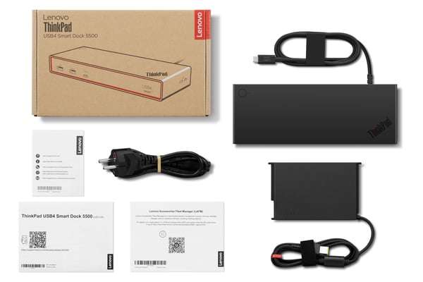 Lenovo ThinkPad USB4 Smart Dock 5500 with 135W Adapter Ledningsført Sort
