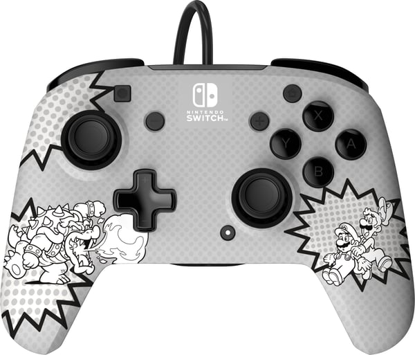 PDP REMATCH: Comic Attack Svart, Grå, Vit USB Spelplatta Analog / Digital Nintendo Switch, Nintendo Switch OLED