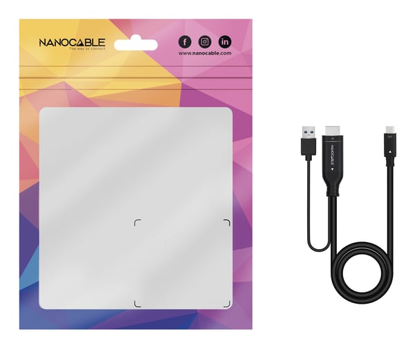 Nanocable 10.15.4354 videokaapeli-adapteri 1,8 m HDMI + USB Type-A USB Type-C Musta